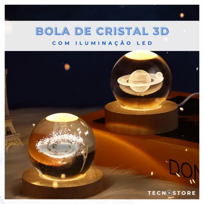 Bola de Cristal 3D com iluminacao de led 1 - TecnoStore