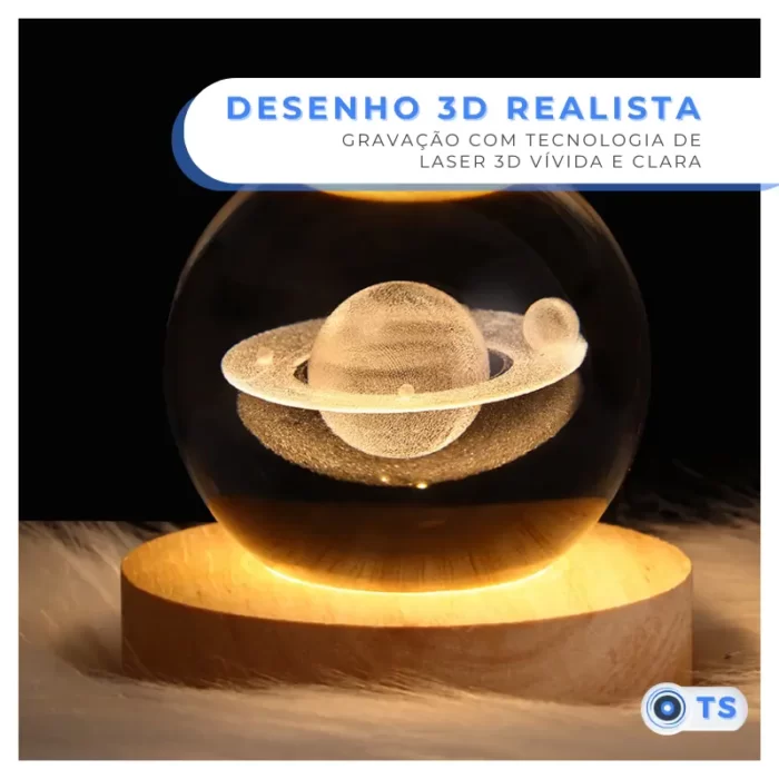 Bola de Cristal 3D com iluminacao de led 2 - TecnoStore