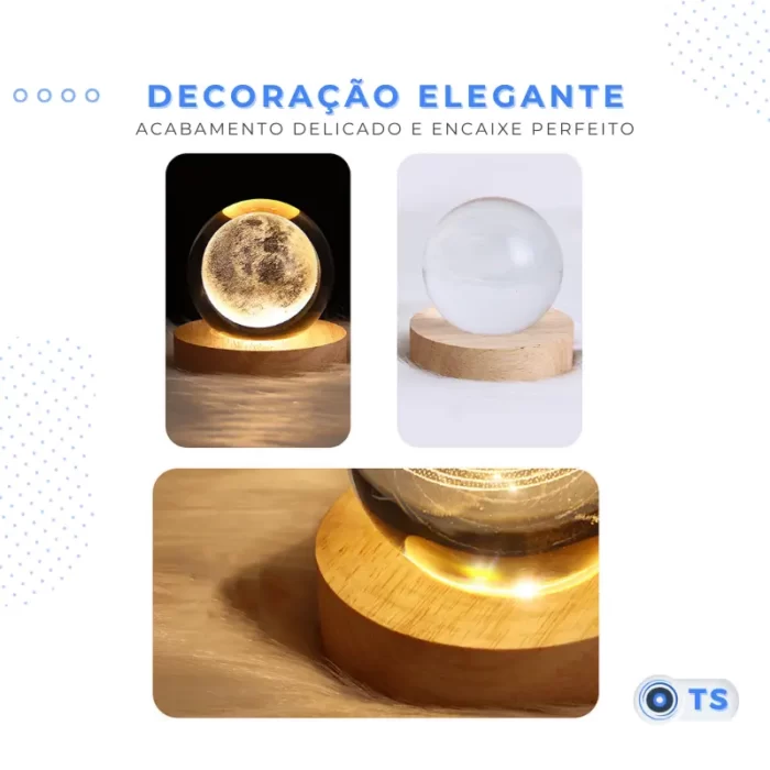 Bola de Cristal 3D com iluminacao de led 3 - TecnoStore