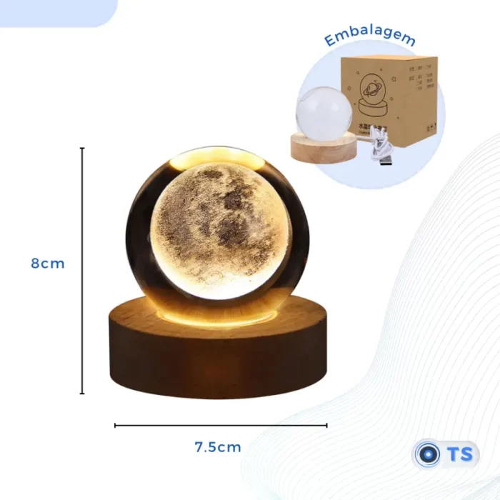 Bola de Cristal 3D com iluminacao de led 4 - TecnoStore